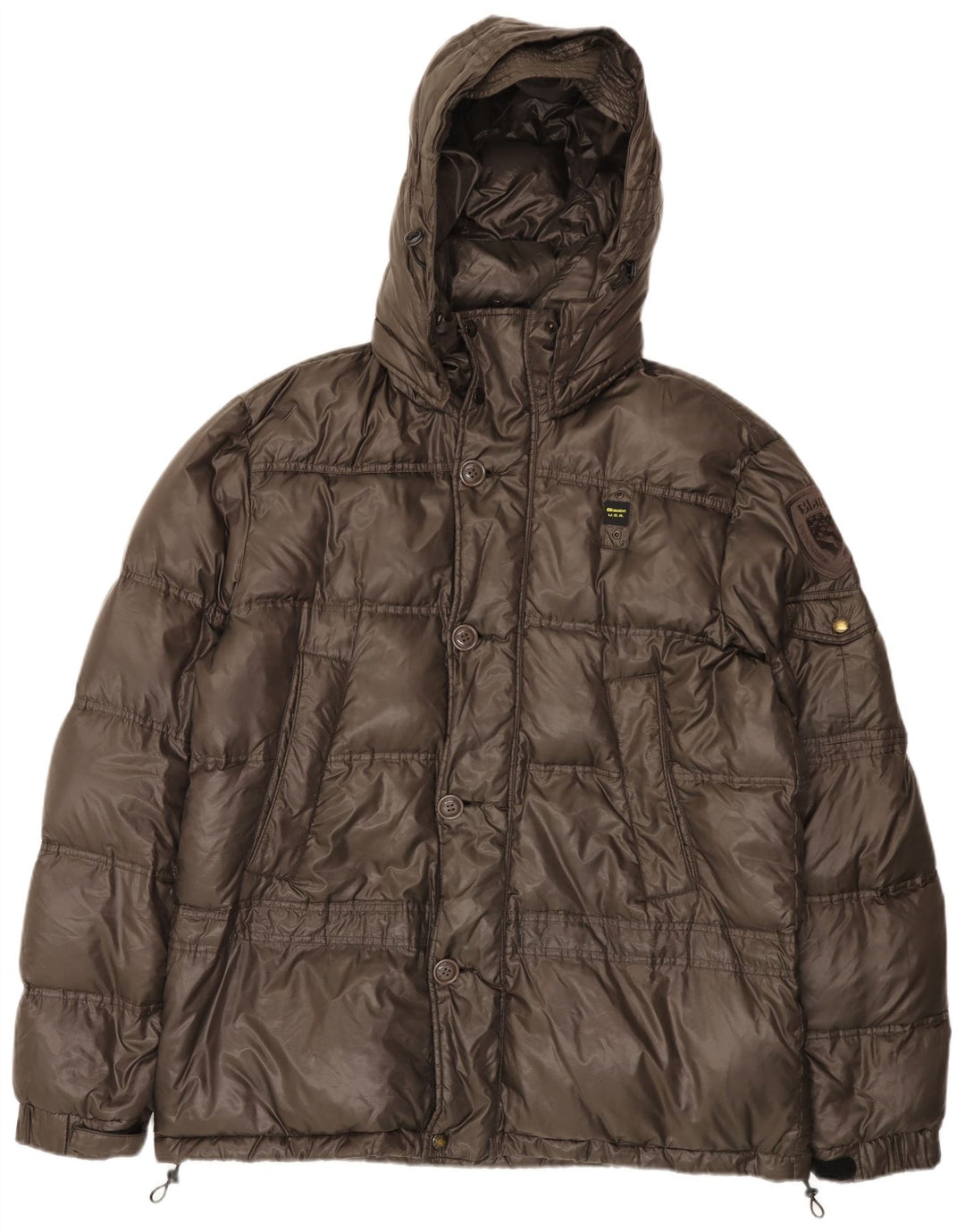 Blauer Chaqueta acolchada con capucha para hombre UK 46 3XL Marrón Poliamida