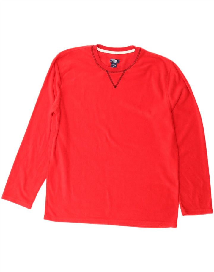 IZOD Jersey de forro polar para hombre, tamaño grande, poliéster rojo