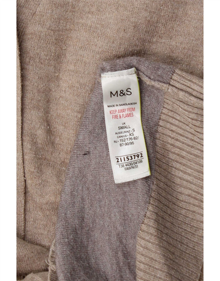 Marks & Spencer Suéter tipo cárdigan extragrande para mujer UK 10 Small Viscosa beige