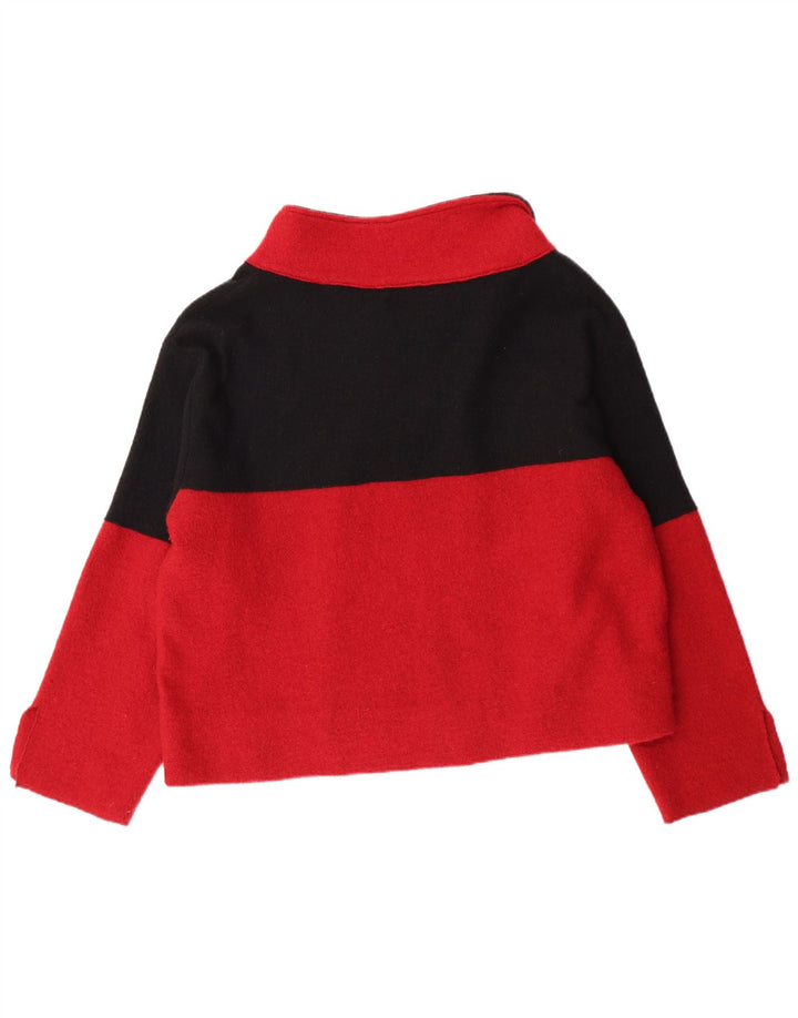 ZARA Mujer Jersey tipo jersey con cuello chal UK 44 Mediano Rojo Colorblock