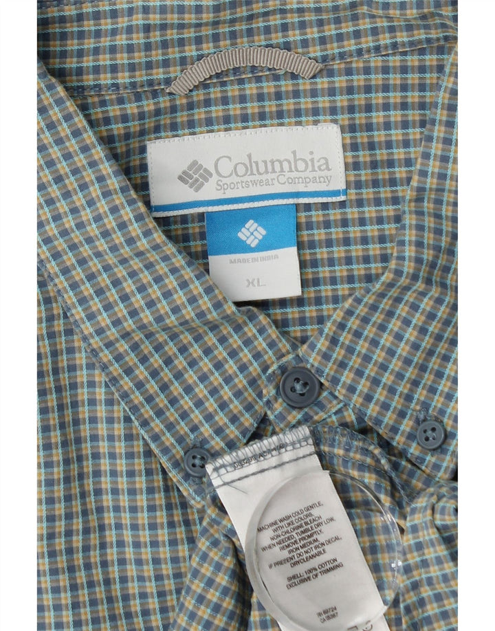 Camisa Columbia Hombre XL Algodón a cuadros verde