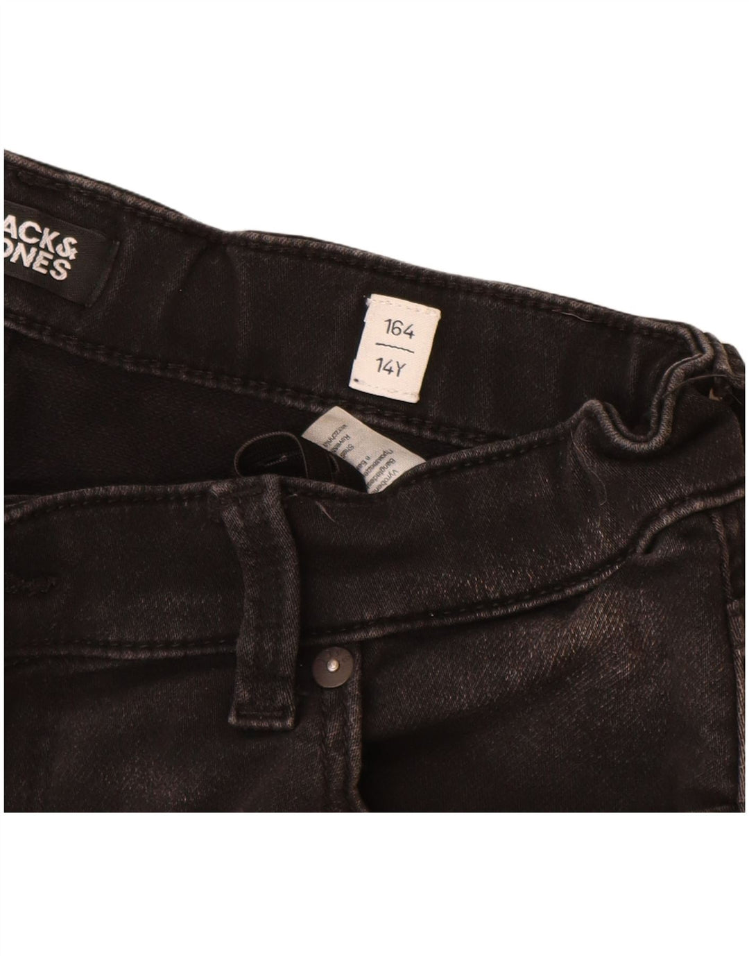 JACK & JONES Pantalones cortos vaqueros regulares para niños 13-14 años W26 Algodón negro
