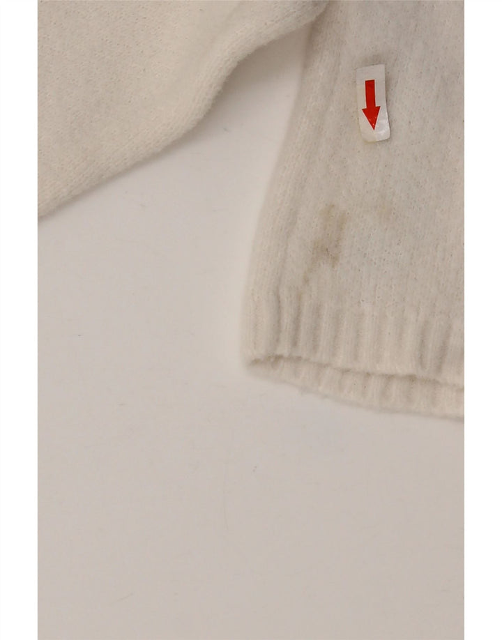 Zara Mujer Crop Crew Neck Jumper Sweater UK 44 Medium White Nylon