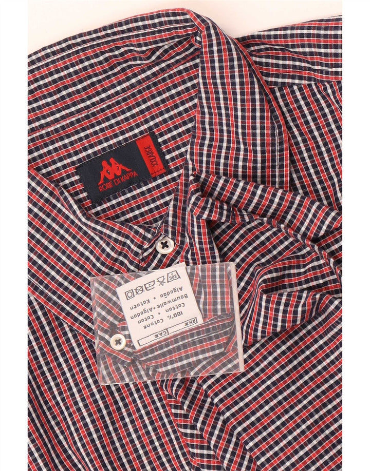 Kappa Camisa De Manga Corta Hombre 2XL Algodón A Cuadros Rojos