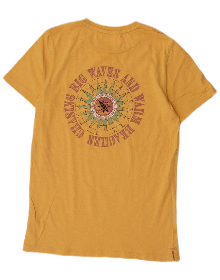 Camiseta estampada para hombre Fat Face Top pequeño de algodón amarillo
