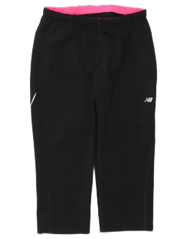 New Balance Mujer Capri Chándal Pantalones UK 12 Mediano Negro Poliéster
