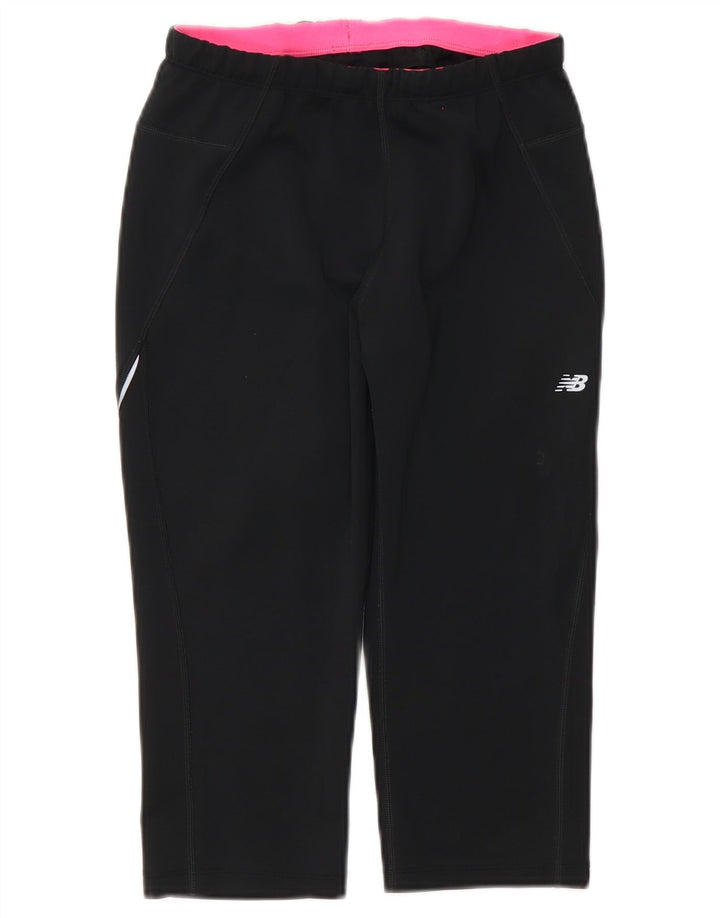 New Balance Mujer Capri Chándal Pantalones UK 12 Mediano Negro Poliéster