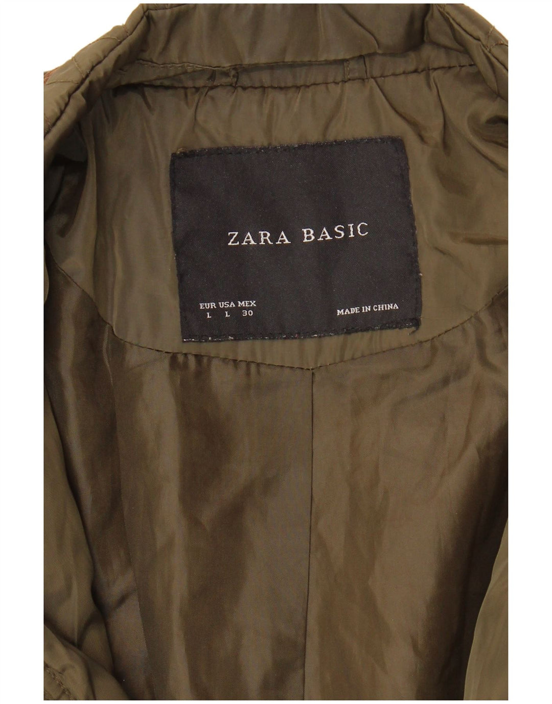 Zara Mujer Chaqueta Acolchada Militar Reino Unido 46 Grande Caqui