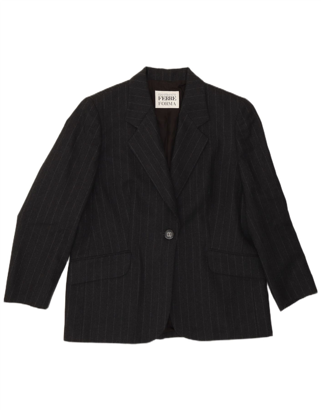 Gianfranco Ferre Chaqueta tipo blazer con 1 botón para mujer UK 40 XL Gris a rayas
