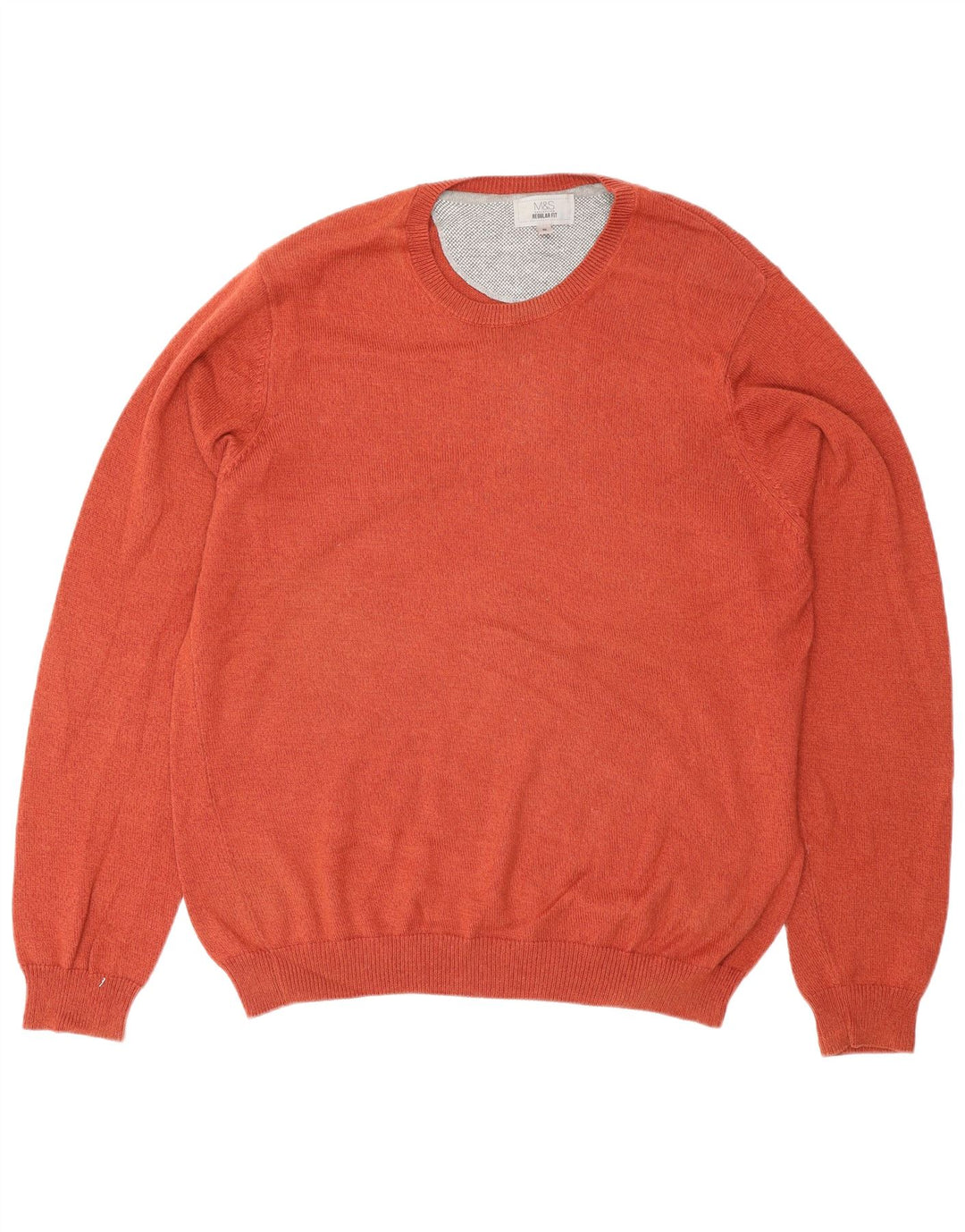 Marks & Spencer Suéter tipo jersey con cuello redondo y ajuste regular para hombre Naranja mediano