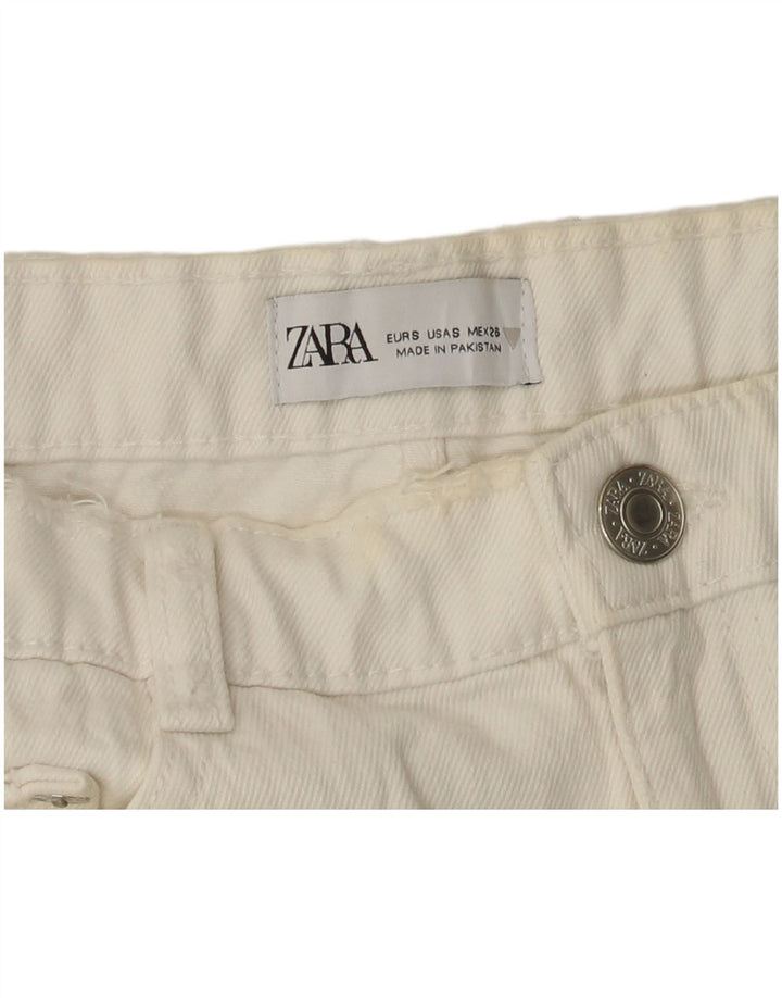 Zara Mujer Shorts Vaqueros Pequeños W26 Blanco