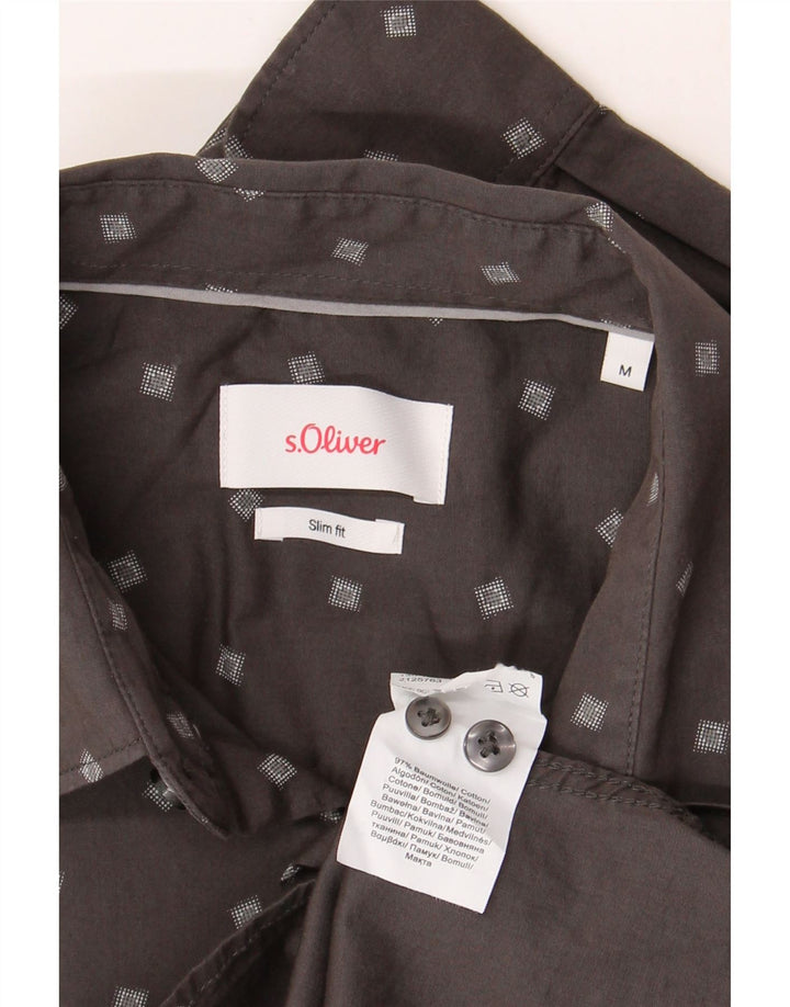 S.OLIVER Hombre Camisa Slim Fit De Algodón Con Motivos Gris Medio