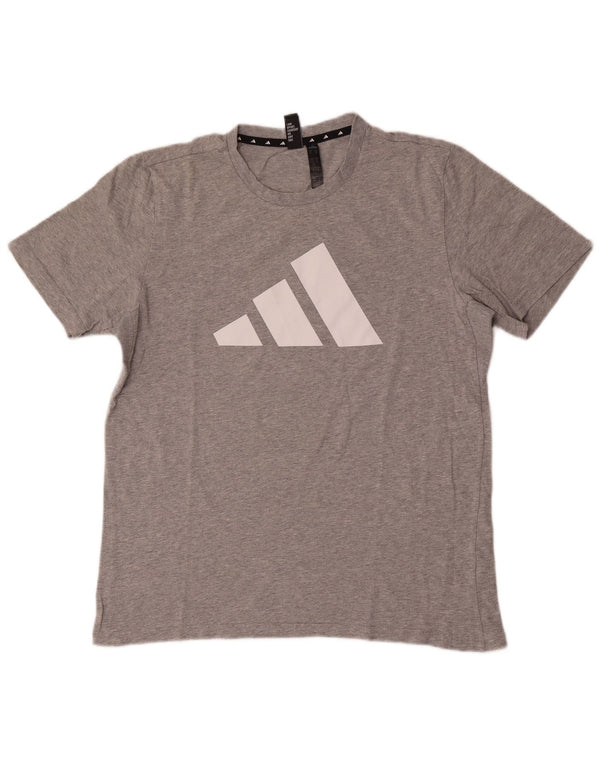 Adidas Hombre Camiseta Gráfica Top Gris Medio