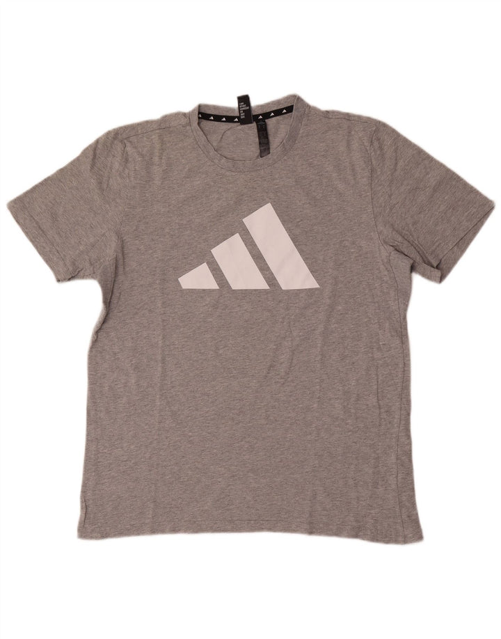 Adidas Hombre Camiseta Gráfica Top Gris Medio