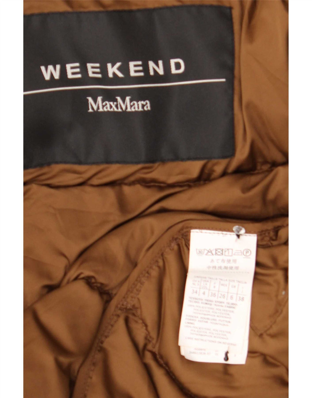 Max Mara Mujer Weekend Chaqueta Acolchada Extragrande UK 6 XS Marrón Poliéster
