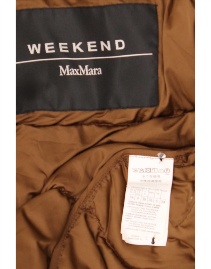 Max Mara Mujer Weekend Chaqueta Acolchada Extragrande UK 6 XS Marrón Poliéster