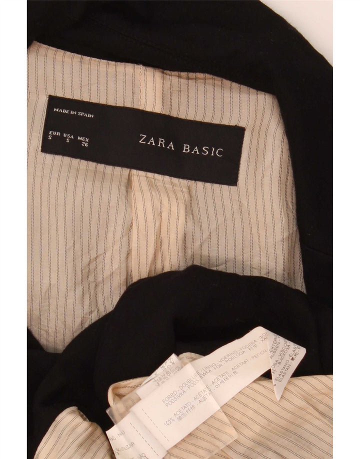 Zara Mujer Chaqueta Blazer De 1 Botón UK 10 Small Acetato Negro