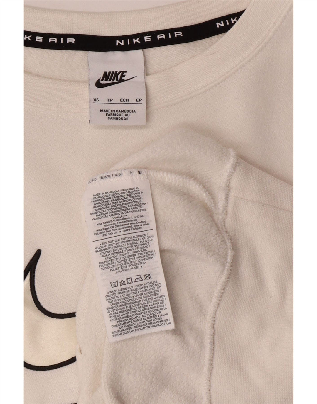 NIKE Hombre Loose Fit Graphic Sudadera Jumper XS Algodón Blanco