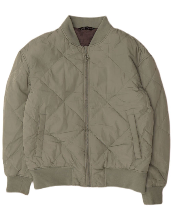 Zara Mens Chaqueta Acolchada UK 40 Grande Poliéster Verde
