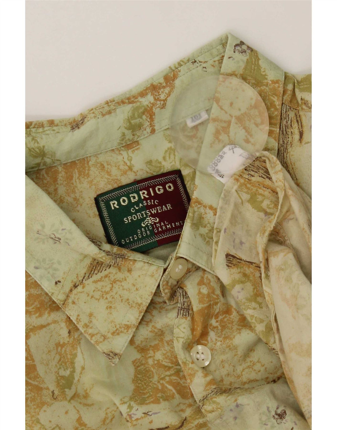 Rodrigo Camisa de manga corta con estampado abstracto para hombre Talla 42 Algodón verde grande