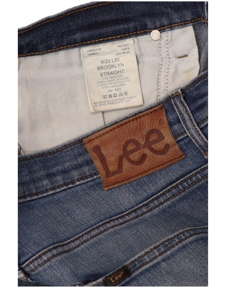 Lee Vaqueros Rectos Brooklyn Para Hombre W33 L30 Algodón Azul