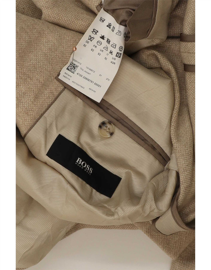 Hugo Boss Chaqueta tipo blazer de 2 botones para hombre EU 52 XL Lana virgen beige