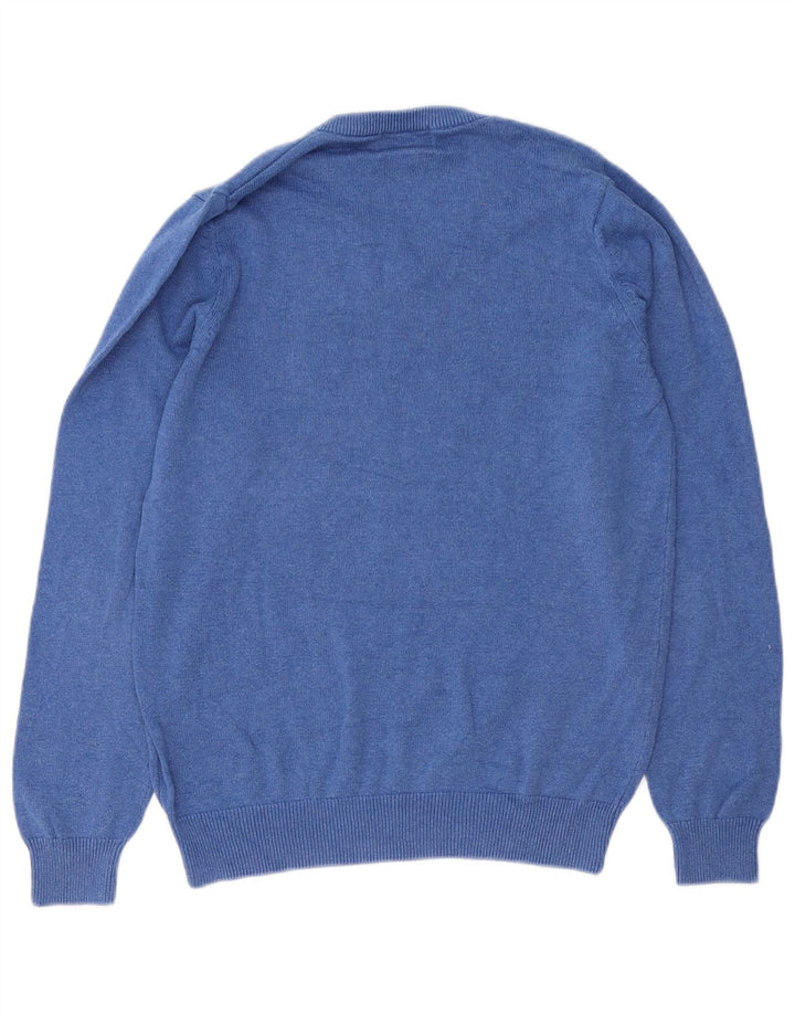 Marks & Spencer - Jersey con cuello en V para hombre, talla pequeña, algodón azul