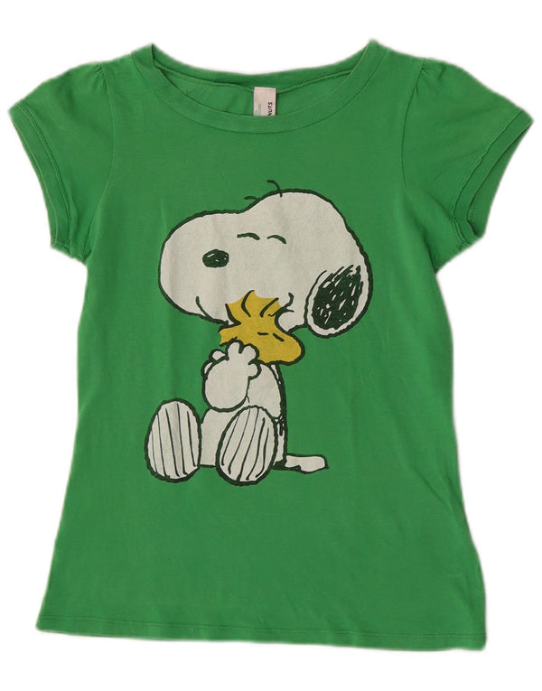 Benetton Camiseta Estampada Peanuts para Niña 10-11 Años XL Algodón Verde