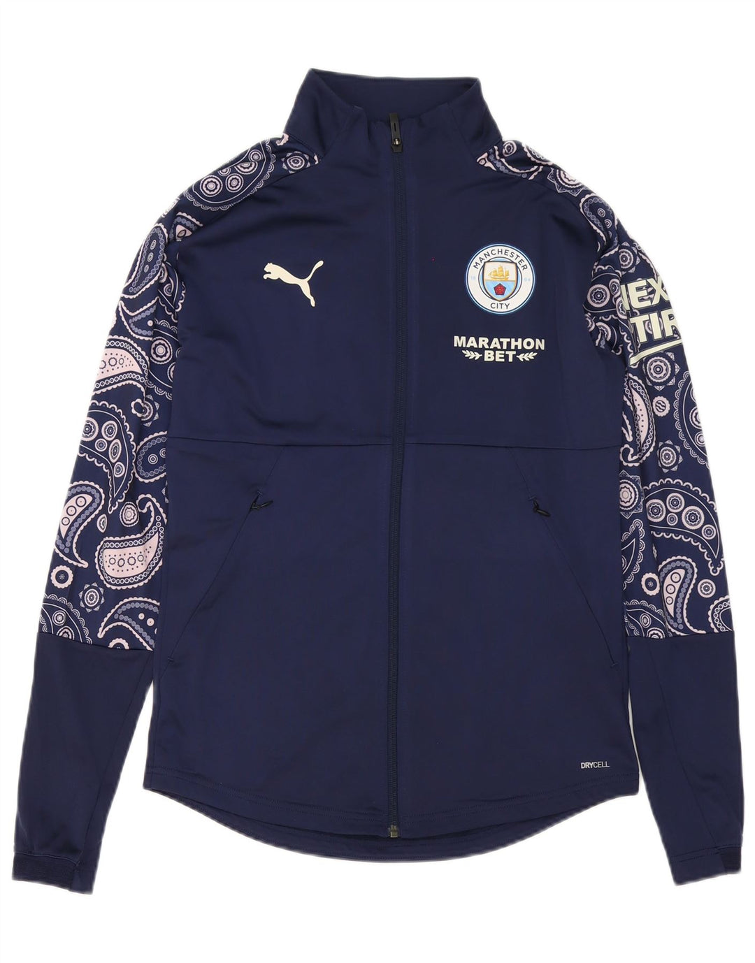 Puma Mens Graphic Chándal Top Chaqueta Pequeña Azul Marino Paisley Poliéster