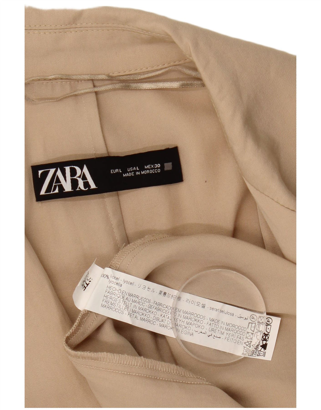 Zara Mujer Abrigo Reino Unido 46 Grande Beige Lyocell