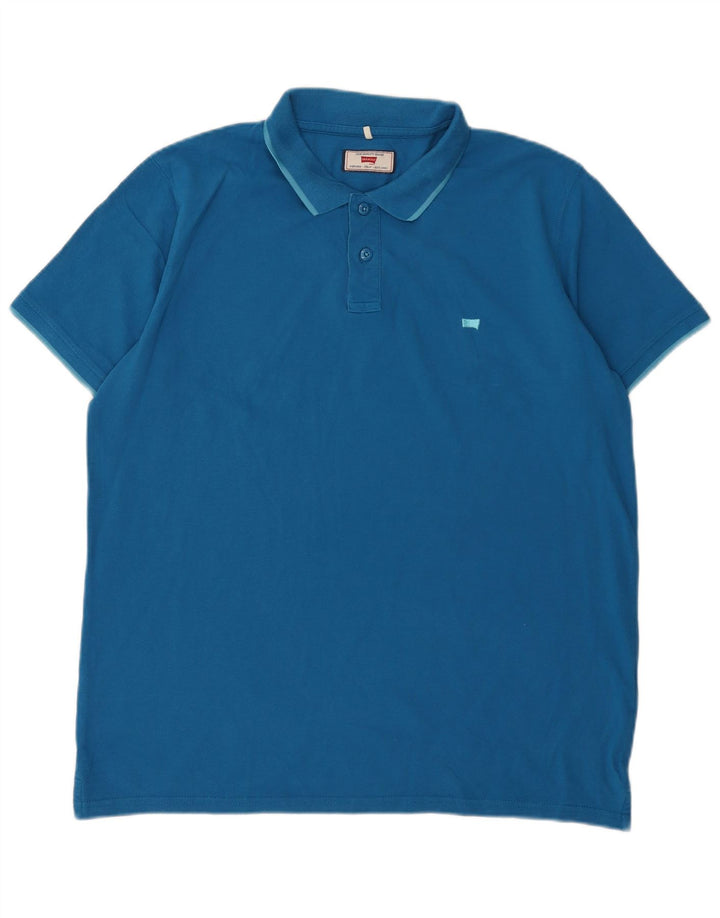 Polo Carrera Hombre Azul Grande