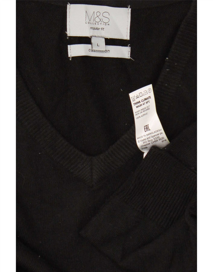 Marks & Spencer Jersey Regular Fit con Cuello en V para Hombre Acrílico Negro Grande