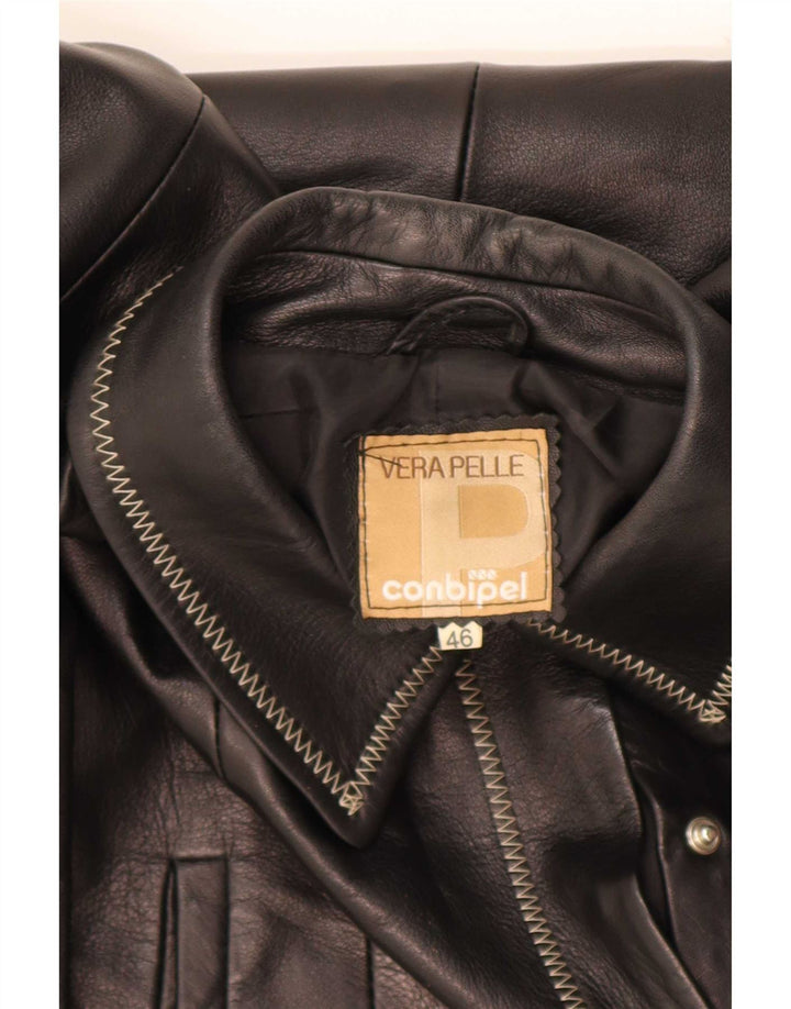 Conbipel Chaqueta de cuero para mujer IT 46 Grande Negro