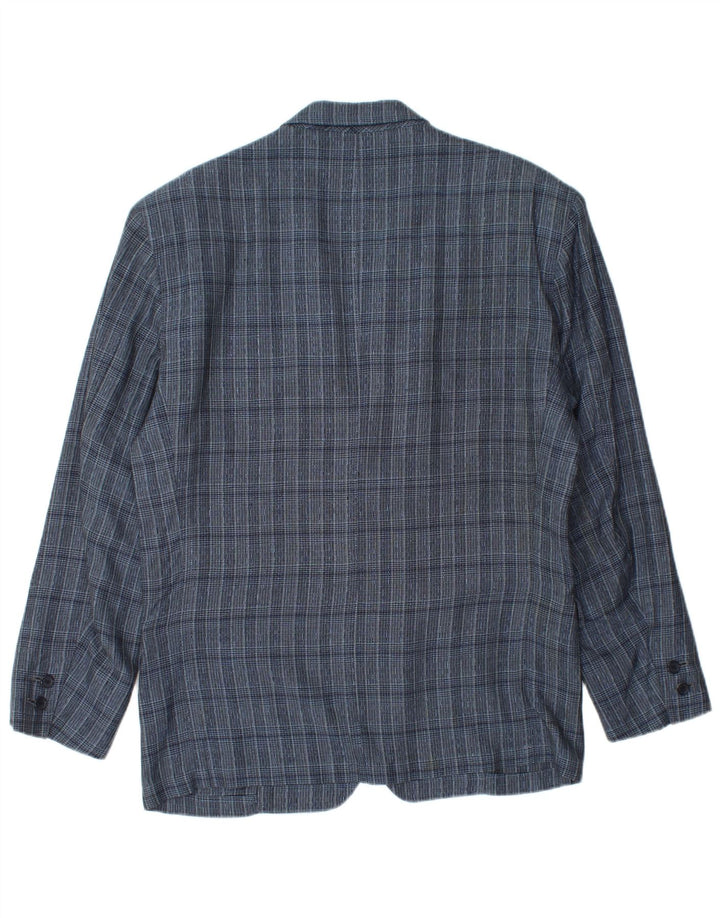 SUN VALLEY Mens 2 Button Blazer Jacket IT 48 Medium Blue Check Viscose