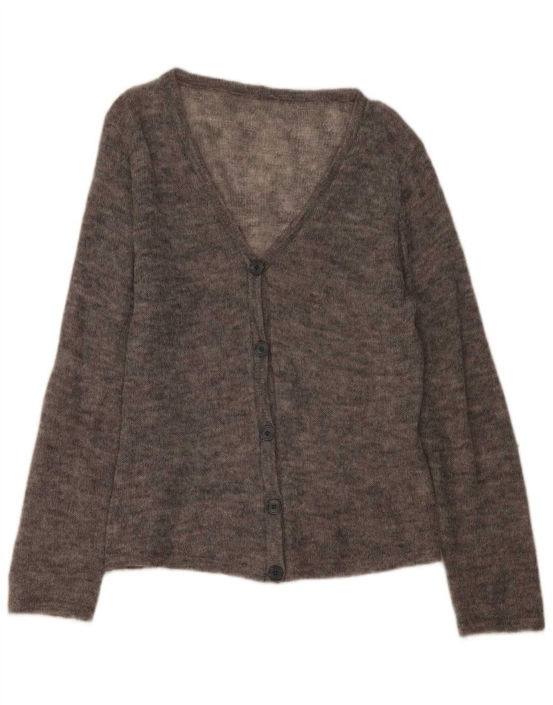 Vintage mujer Cardigan suéter Reino Unido 16 grande gris moteado elastano