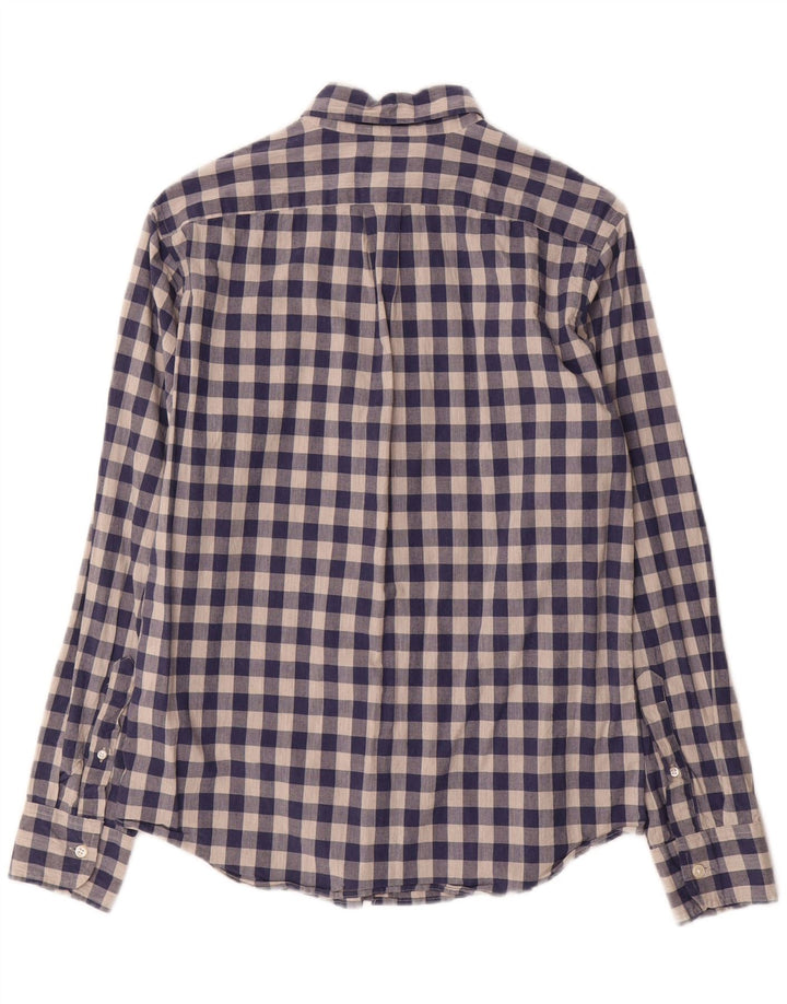 J. CREW Camisa ajustada para hombre de algodón a cuadros azul marino pequeña