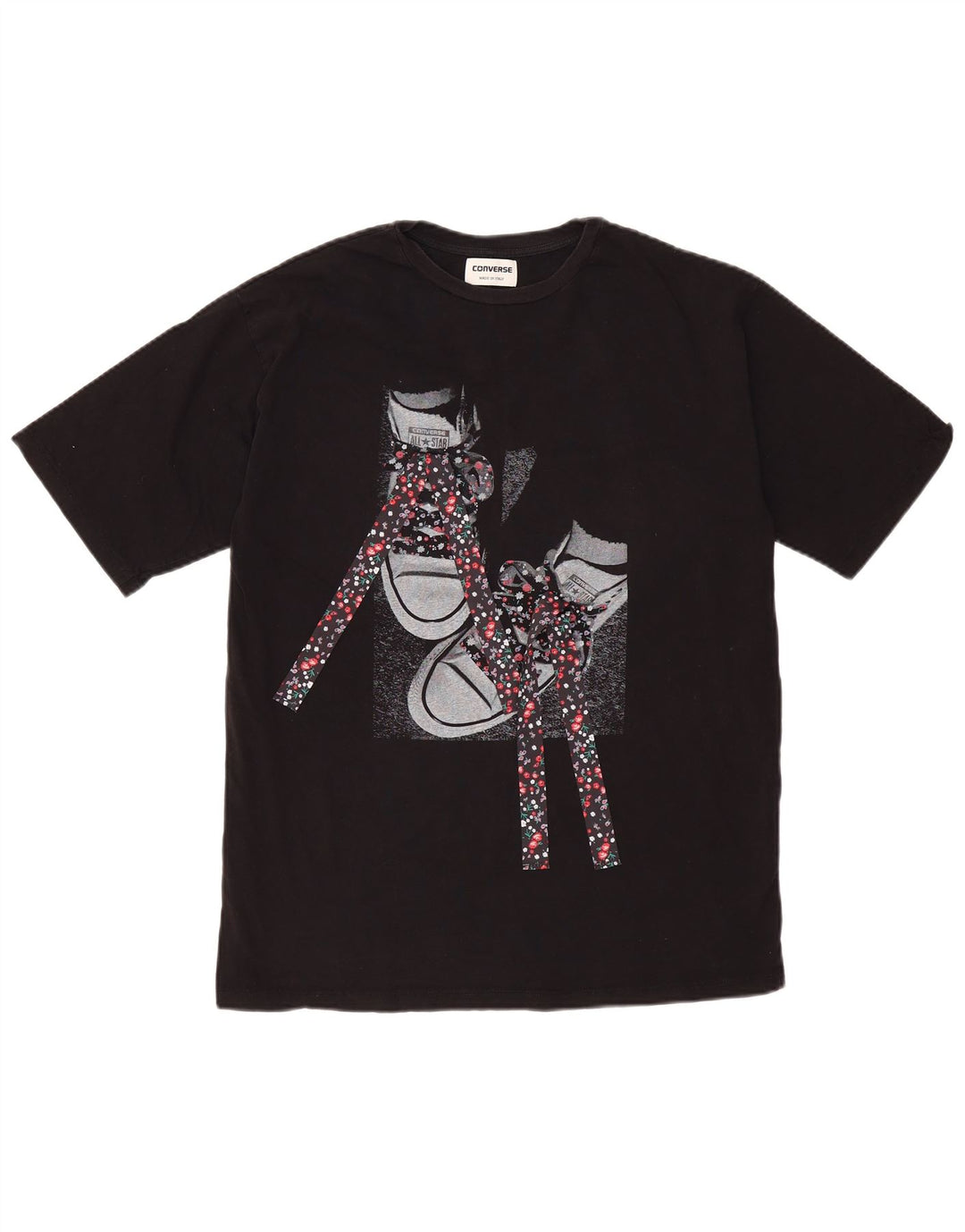 Converse Hombre Camiseta Gráfica Top XS Algodón Negro