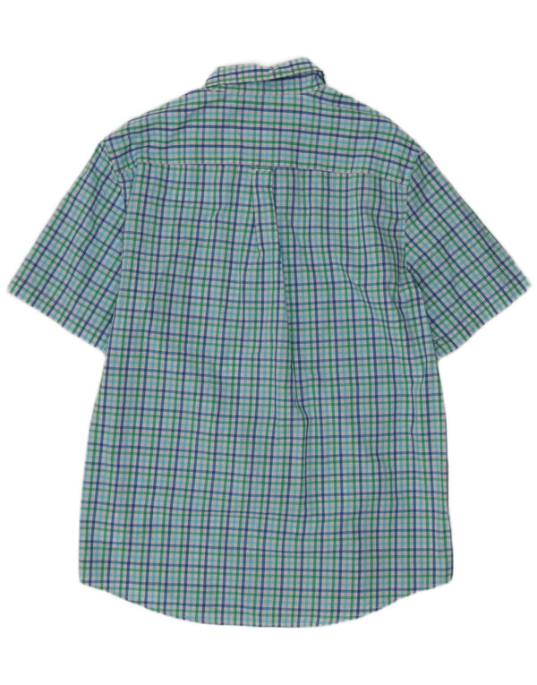 Chaps Camisa de manga corta para hombre de algodón a cuadros multicolor grande