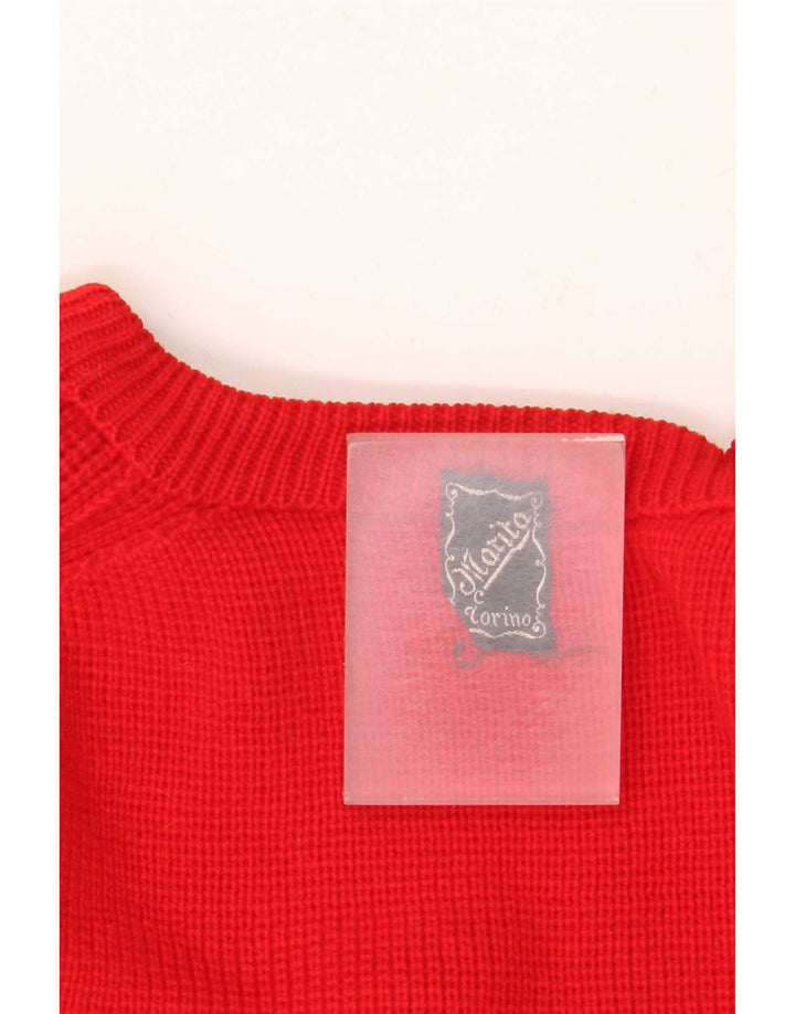 Vintage hombres barco cuello jumper suéter medio rojo