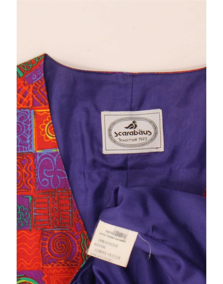 Vintage mujer chaleco EU 38 medio rojo patchwork viscosa