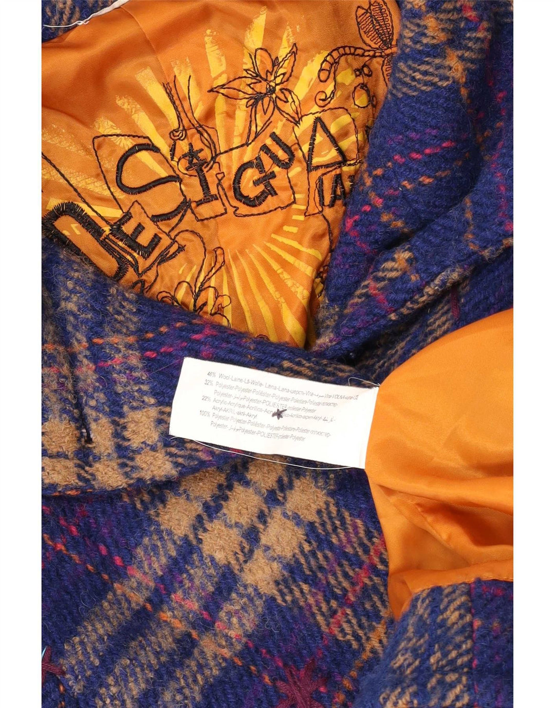 Abrigo Desigual para mujer UK 10 Small Blue Check Wool