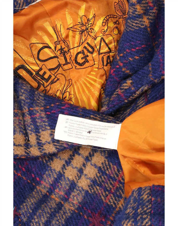 Abrigo Desigual para mujer UK 10 Small Blue Check Wool