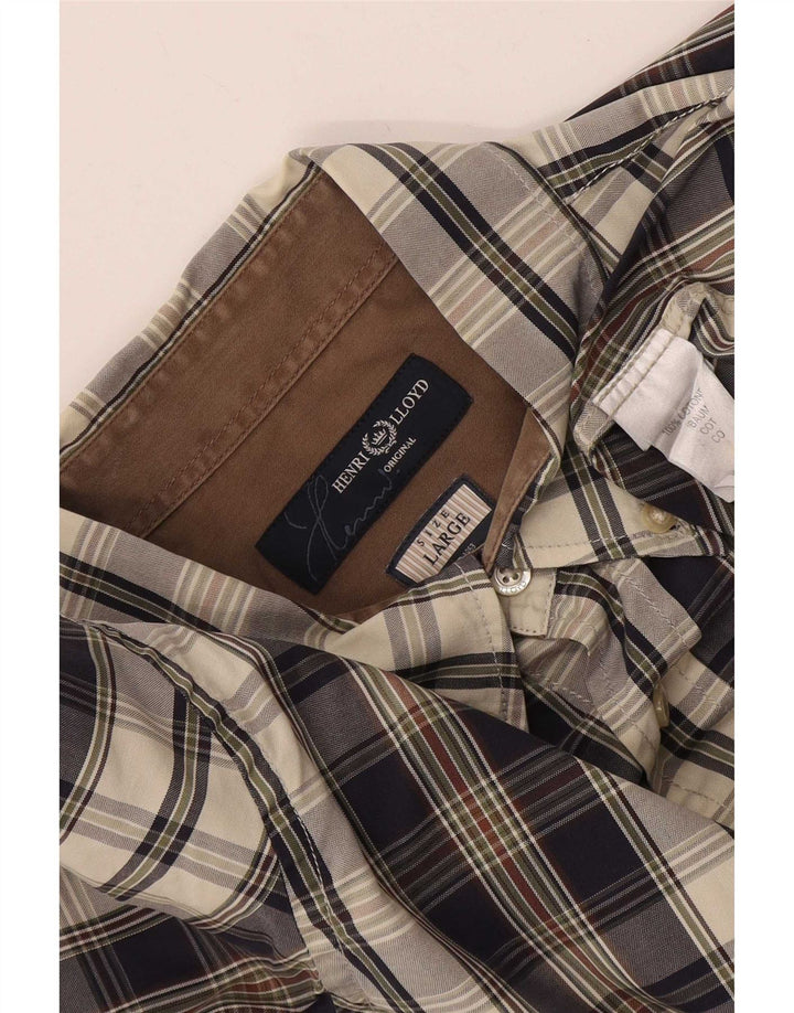 Henri Lloyd Camisa de hombre grande de algodón a cuadros multicolores