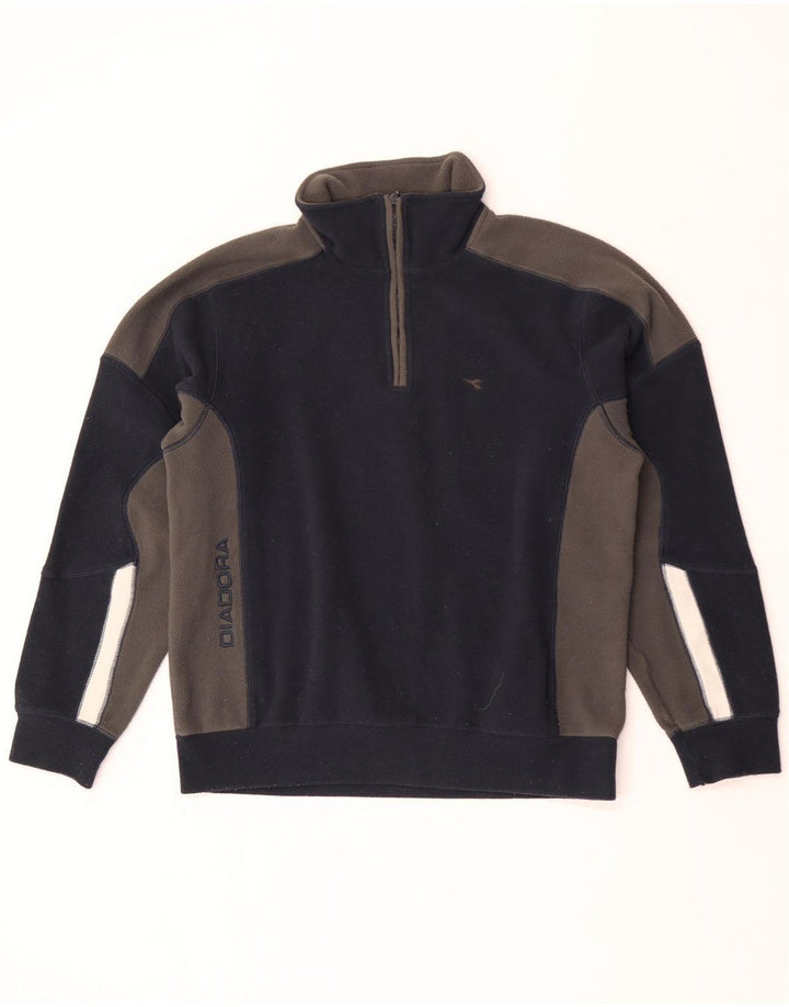 Diadora Hombre Jersey De Polar Con Cremallera En El Cuello Medio Azul Marino Poliéster Colorblock