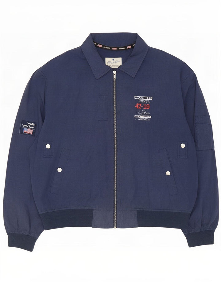 Wrangler Chaqueta bomber estampada para hombre UK 40 Large Poliéster azul marino