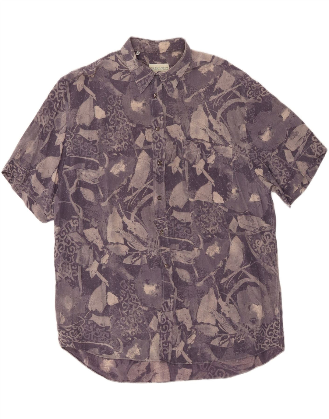 VINTAGE Camisa de manga corta con estampado abstracto para hombre XL Azul