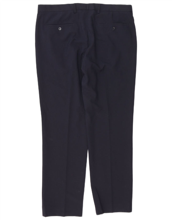 Marks & Spencer Pantalón chino de corte regular para hombre W36 L31 Poliéster azul marino