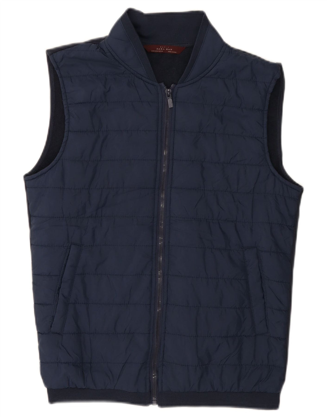ZARA Hombre Chaleco Acolchado UK 38 Medium Azul Marino