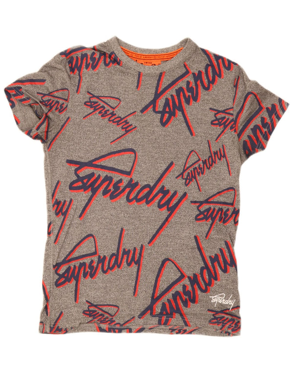 Superdry Camiseta gráfica para hombre Top pequeño de algodón moteado gris