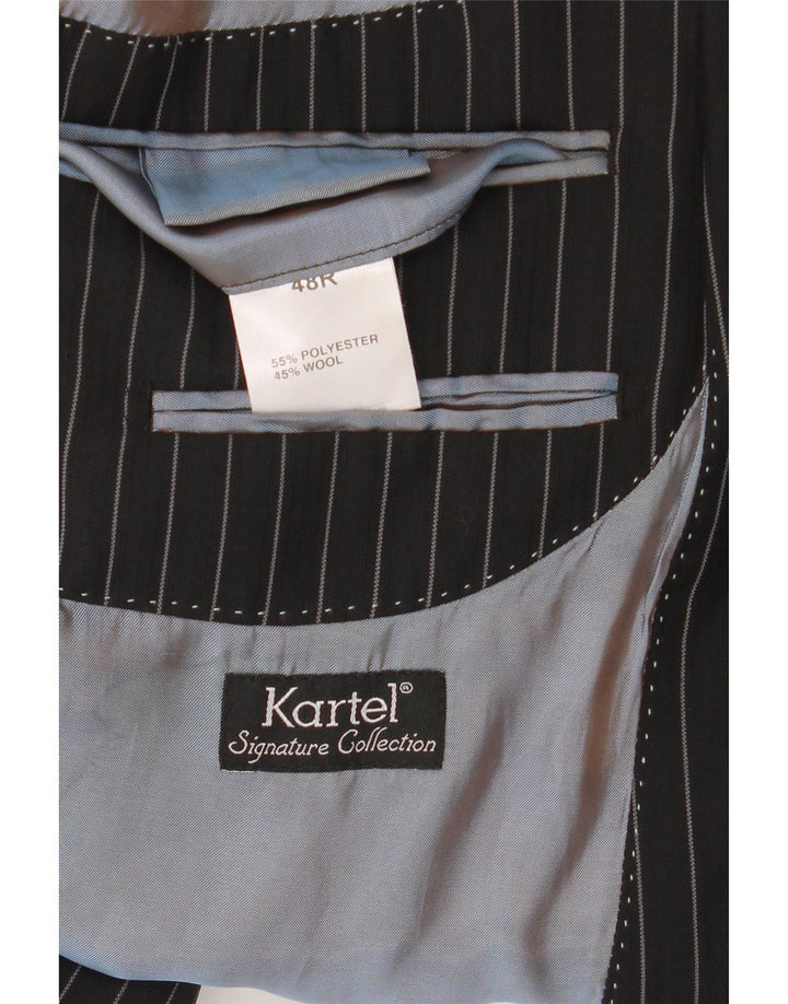 Kartel Chaqueta tipo blazer de 2 botones para hombre UK 48 4XL Poliéster a rayas negras